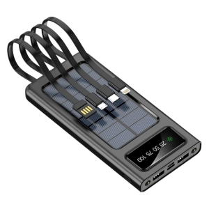 power bank с кабелями и солнечной батареей