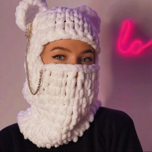 вязаная балаклава с ушками