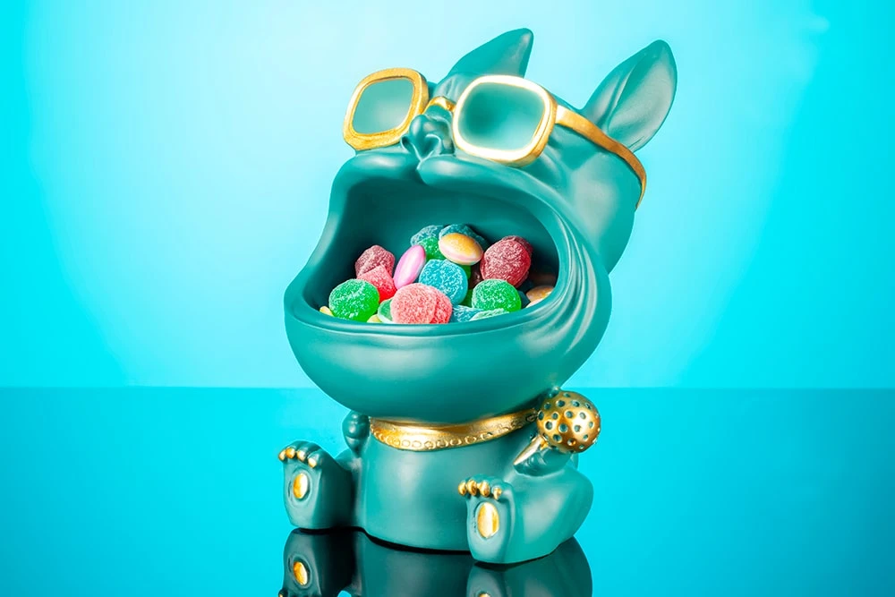 Статуэтка-конфетница собака с открытым ртом