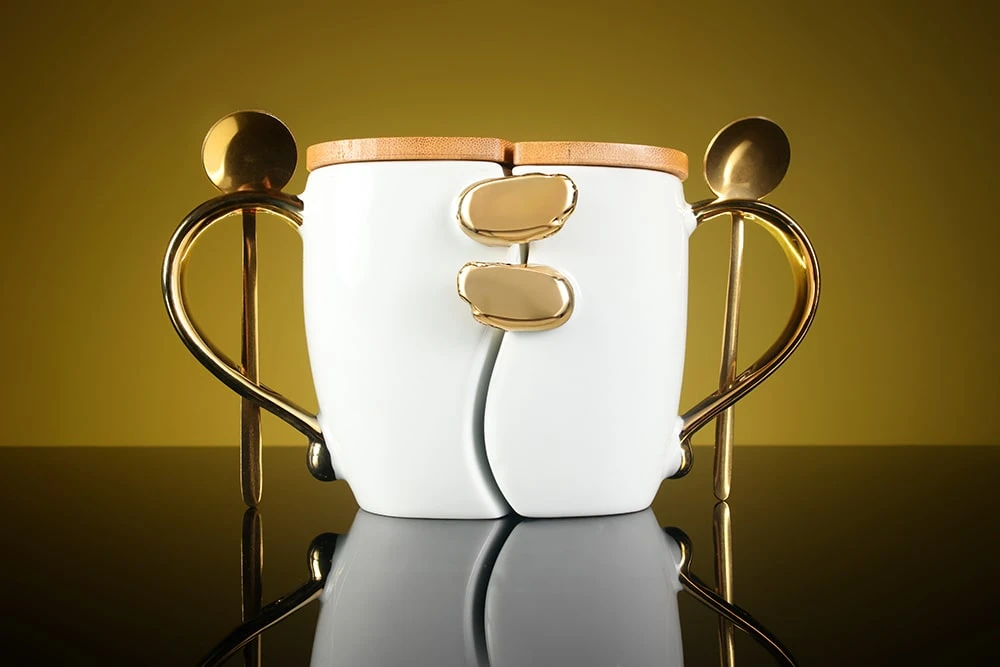 Чашки для пар з ложкою та кришкою