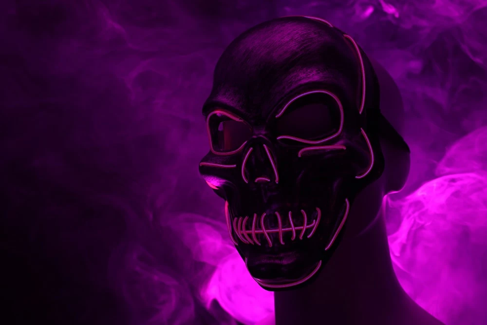 Неоновая маска Череп на лицо