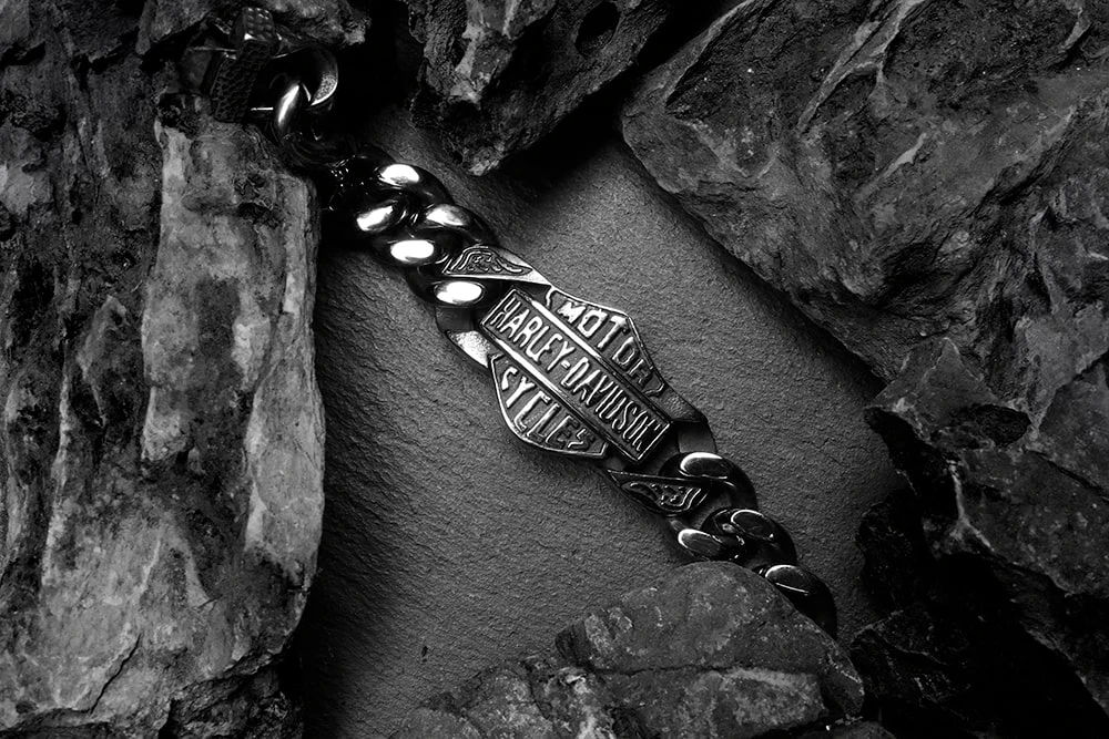 Мужской браслет с черепом Harley Davidson
