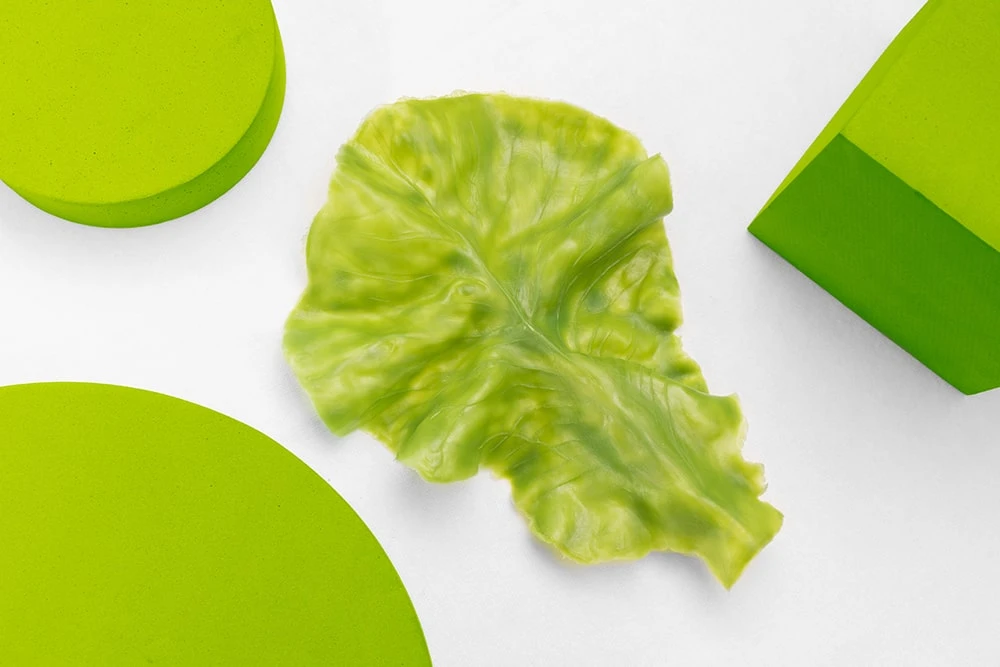 Заколка с листом салата на волосы