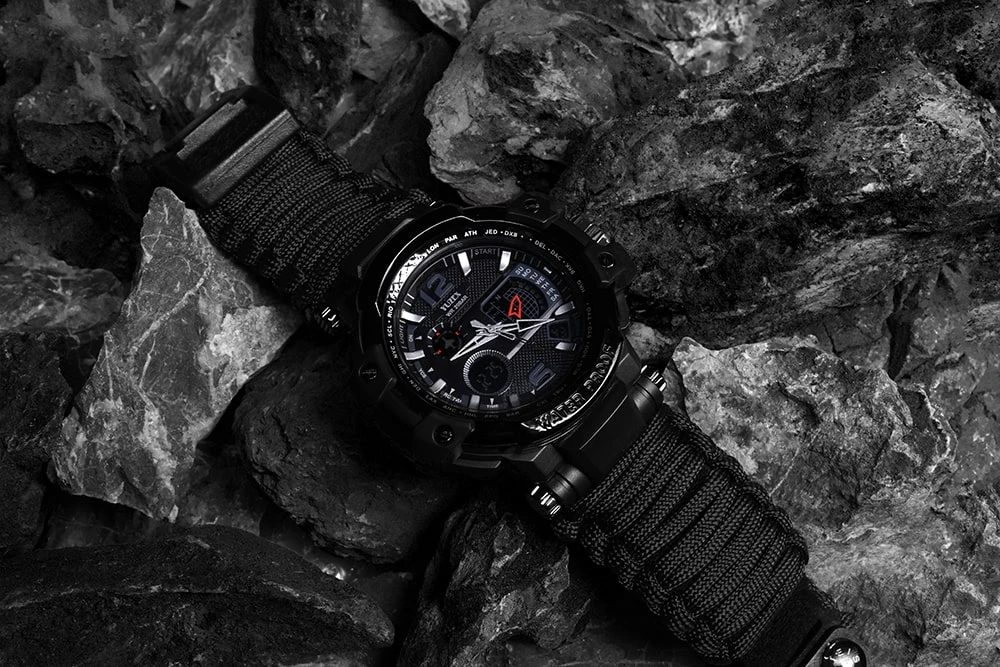 Тактичний годинник паракорд з компасом та термометром